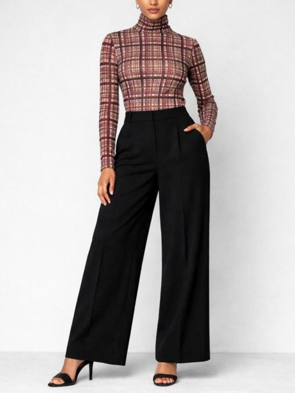 Atoir x Lara Worthington Plaid Mesh Turtleneck